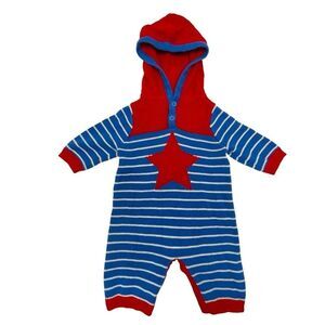 Hanna Andersson One Piece Red White Blue Star Hooded Size 60 (2-6 Months)